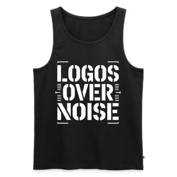 Logo Designer Logos Over Noise Brand Designer - Männer Premium Bio Tank Top - Schwarz - Vorne - AI Model Male 178 light (178cm)