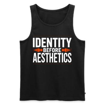Logo Designer Identity Before Branding Specialist - Männer Premium Bio Tank Top - Schwarz - Vorne - AI Model Male 178 light (178cm)