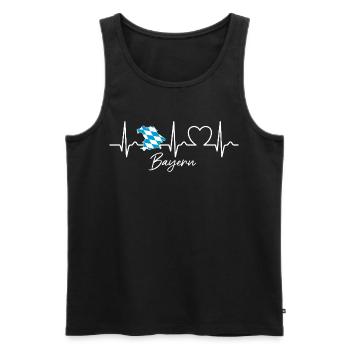 Bayern Landkarte mit Herzkurve | EKG | Puls - Männer Premium Bio Tank Top - Schwarz - Vorne - Michal (187cm)