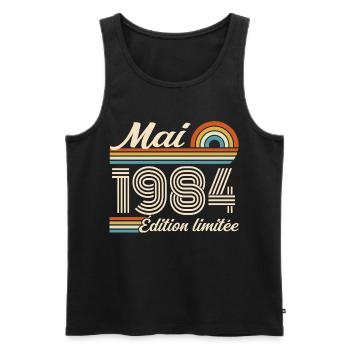 Cadeau Anniversaire 42 ans - Né mai 1984 - Débardeur bio Premium Homme - noir - Devant - Michal (187cm)