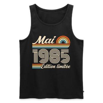 Cadeau Anniversaire 41 ans - Né mai 1985 - Débardeur bio Premium Homme - noir - Devant - Michal (187cm)