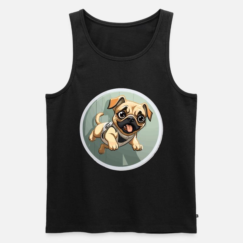 Quiekender Pug Sprinter - Männer Premium Bio Tank Top - Schwarz