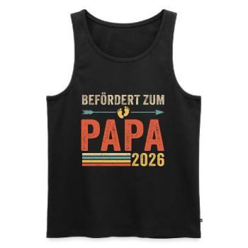 Retro Befördert zum Papa 2026 - Männer Premium Bio Tank Top - Schwarz - Vorne - Michal (187cm)