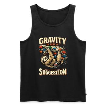 Bloc paresseux : la gravité n’est qu’une suggestion - Débardeur bio Premium Homme - noir - Devant - AI Model Male 178 light (178cm)
