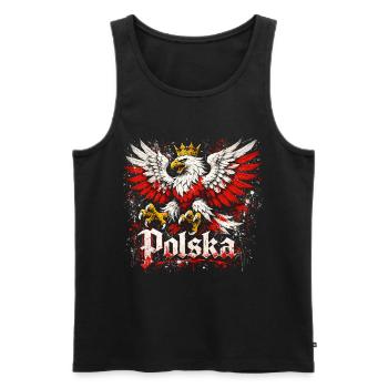 Polska Adler: Episches Wappen Grunge-Stil Design - Männer Premium Bio Tank Top - Schwarz - Vorne - Michal (187cm)