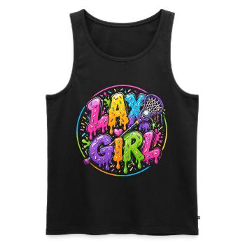 Lax Girl: Neon Style Lacrosse - Men's Premium Organic Tank Top - black - Front - AI Model Male 178 light (178cm)