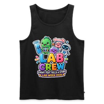 Lab Crew 2026: Comic Strip Lab Team - Men's Premium Organic Tank Top - black - Front - AI Model Male 178 light (178cm)