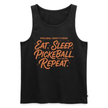Pickleball Addicts Credo Eat Sleep Pickleball - Men's Premium Organic Tank Top - black - Front - Michal (187cm)