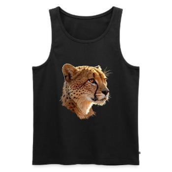 Leopardenkopf Kunstillustration - Männer Premium Bio Tank Top - Schwarz - Vorne - AI Model Male 178 light (178cm)