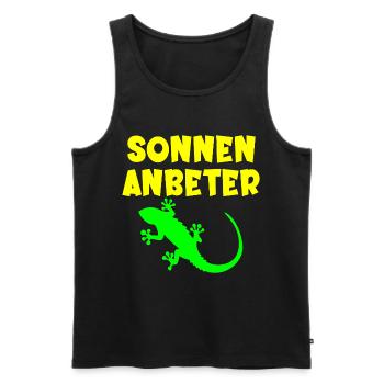 Sonnenanbeter Eidechse - Sommer Sonne - Männer Premium Bio Tank Top - Schwarz - Vorne - Michal (187cm)