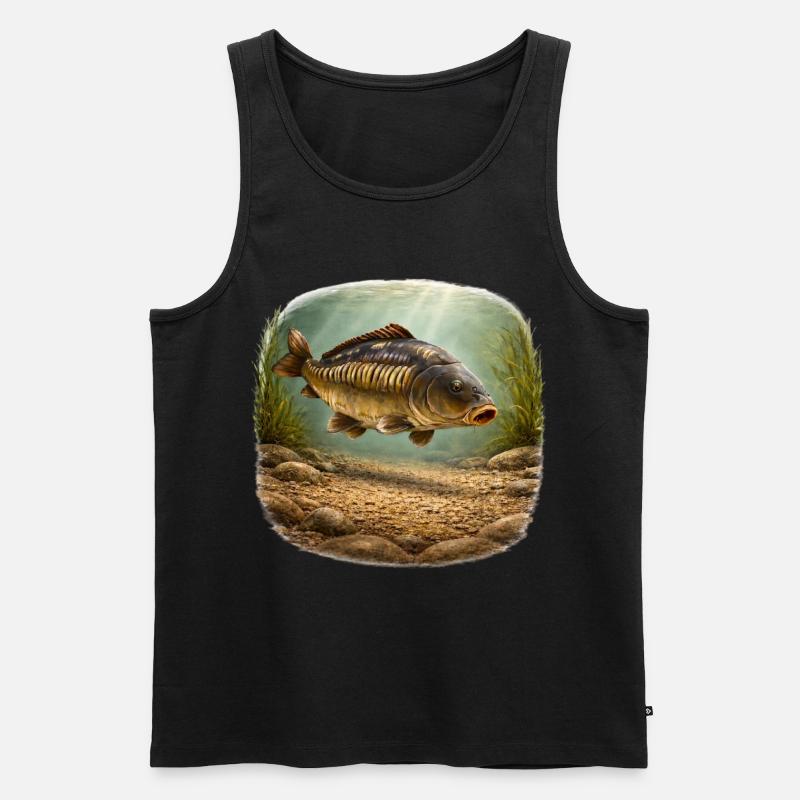 Spiegelkarpfen-Unterwasserfischerei-Design - Männer Premium Bio Tank Top - Schwarz