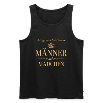 Jungs machen Jungs – Männer machen Mädchen - Männer Premium Bio Tank Top - Schwarz - Vorne - AI Model Male 178 light (178cm)