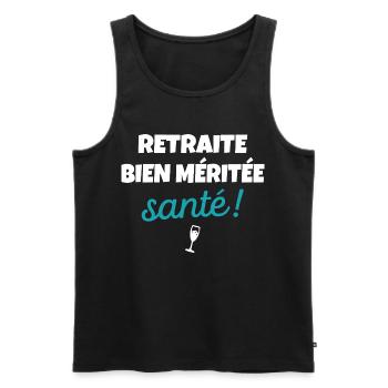 Cadeau Départ Retraite Humour Phrase Drôle Santé - Débardeur bio Premium Homme - noir - Devant - Michal (187cm)