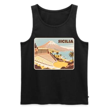 Sizilien - Männer Premium Bio Tank Top - Schwarz - Vorne - Michal (187cm)