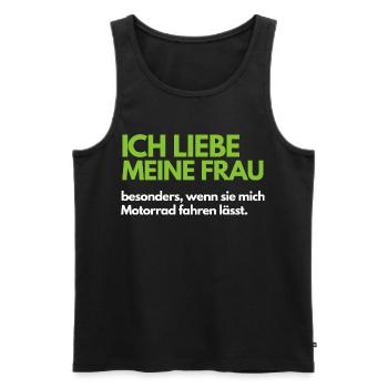 Ich liebe meine Frau besonders wenn Motorrad - Männer Premium Bio Tank Top - Schwarz - Vorne - AI Model Male 178 light (178cm)