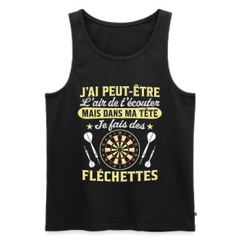  joue aux fléchettes - Débardeur bio Premium Homme - noir - Devant - AI Model Male 178 light (178cm)