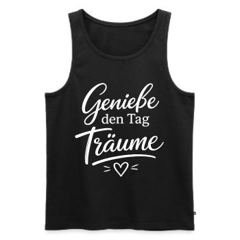 Genieße den Tag Träume - Männer Premium Bio Tank Top - Schwarz - Vorne - Michal (187cm)