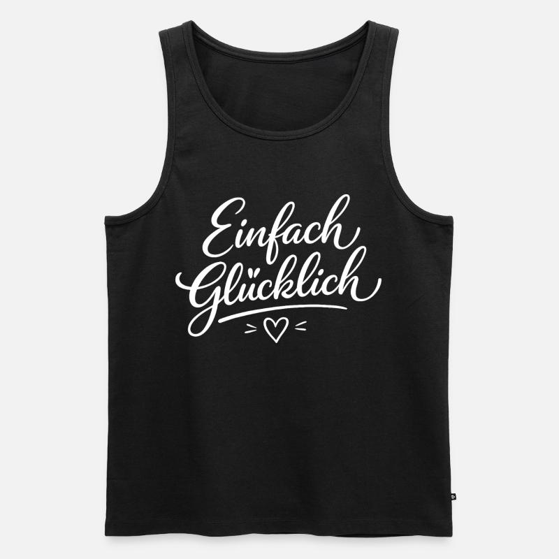 Einfach Glücklich Script - Männer Premium Bio Tank Top - Schwarz