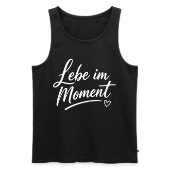 Lebe im Moment Schriftzug - Männer Premium Bio Tank Top - Schwarz - Vorne - Michal (187cm)
