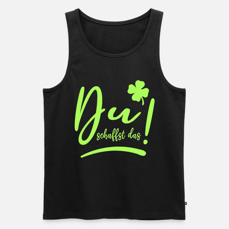 Du schaffst das! Glücksbringer Mutmacher neon - Männer Premium Bio Tank Top - Schwarz