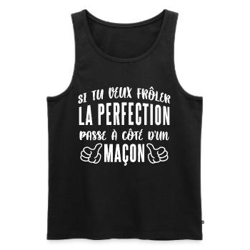 Frôler La Perfection Passe À Côté D’un Maçon - Débardeur bio Premium Homme - noir - Devant - Michal (187cm)
