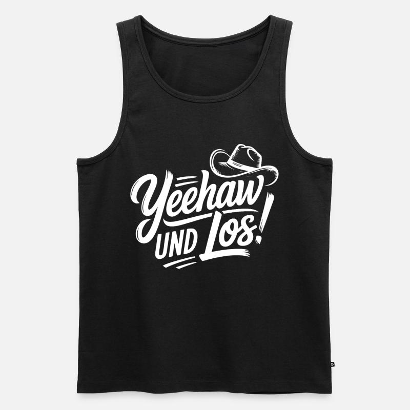 Yeehaw und Los! Western Script - Männer Premium Bio Tank Top - Schwarz