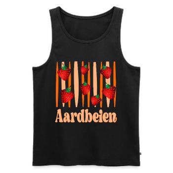 Erdbeeren pflücken - Männer Premium Bio Tank Top - Schwarz - Vorne - AI Model Male 178 light (178cm)