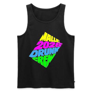 Malle 2026 Drunk Crew - Men's Premium Organic Tank Top - black - Front - AI Model Male 178 light (178cm)