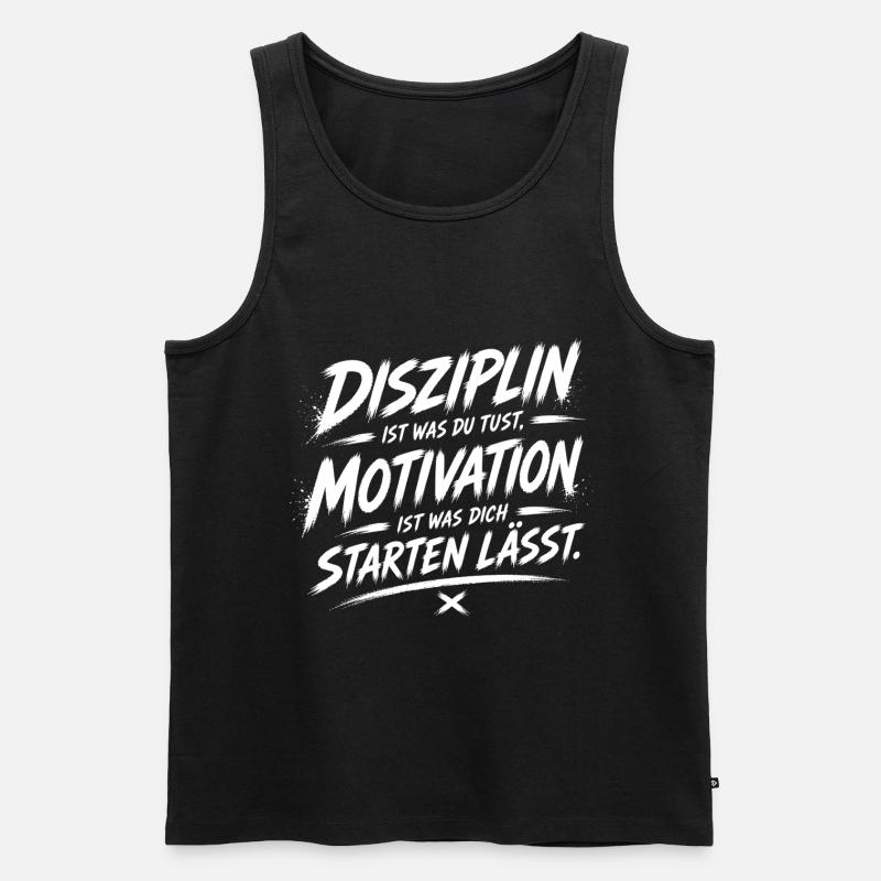 Disziplin treibt dich: Startmotivation - Männer Premium Bio Tank Top - Schwarz