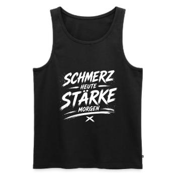 Pain Today Strength Tomorrow - Men's Premium Organic Tank Top - black - Front - Michal (187cm)