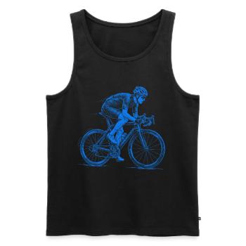 Cycling illustration racing cyclist in blue - Men's Premium Organic Tank Top - black - Front - Michal (187cm)