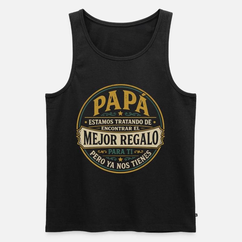 Papa Beste Geschenk Kinder Spanisch Design - Männer Premium Bio Tank Top - Schwarz
