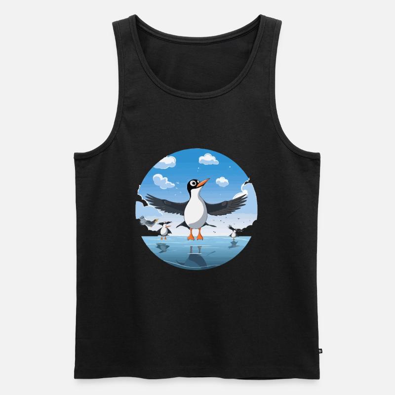 Pinguin Kreis am Eissee - Männer Premium Bio Tank Top - Schwarz