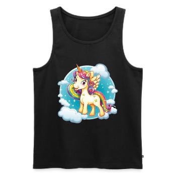 Regenbogen Einhorn Wolkenzauber - Männer Premium Bio Tank Top - Schwarz - Vorne - Michal (187cm)