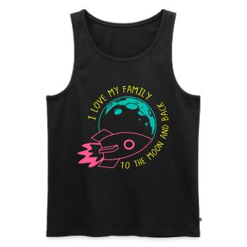 I Love My Family to the Moon Rocket Neon - Men's Premium Organic Tank Top - black - Front - AI Model Male 178 light (178cm)