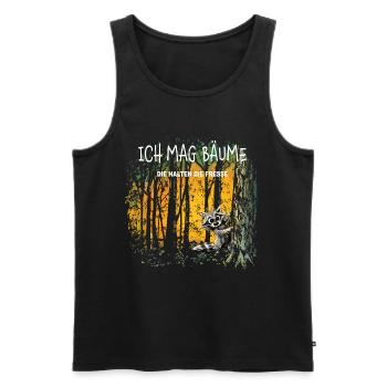 Ich mag Bäume die halten die Fresse  Waschbär  - Männer Premium Bio Tank Top - Schwarz - Vorne - Michal (187cm)