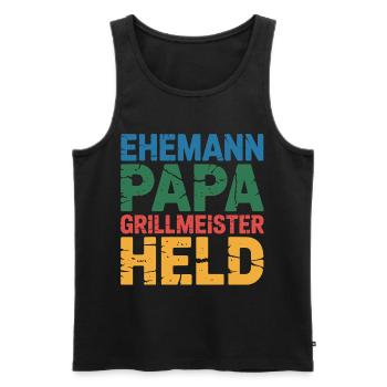 Dad Father Grill Master Hero Fun BBQ - Men's Premium Organic Tank Top - black - Front - AI Model Male 178 light (178cm)