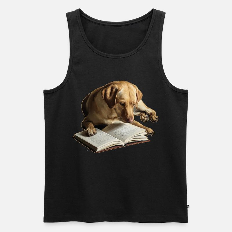 Hund liest Buch Labrador Retriever - Männer Premium Bio Tank Top - Schwarz