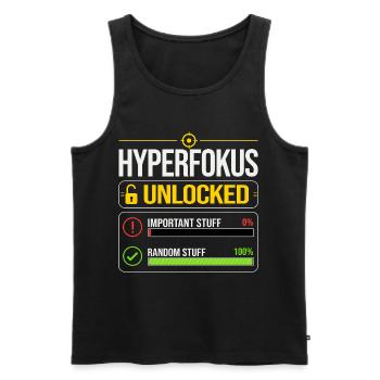 Hyperfocus débloqué dans le jeu TDAH - Débardeur bio Premium Homme - noir - Devant - AI Model Male 178 light (178cm)