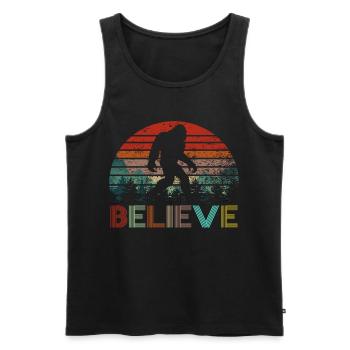Believe Bigfoot Vintage Retro Sasquatch Gift - Men's Premium Organic Tank Top - black - Front - AI Model Male 178 light (178cm)