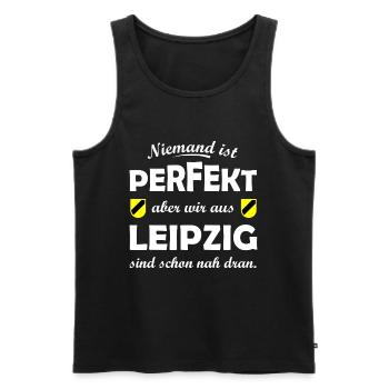 Leipzig nah am Perfekt - Männer Premium Bio Tank Top - Schwarz - Vorne - AI Model Male 178 light (178cm)