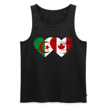 Algerien_Kanada_Flagge_Herz_used - Männer Premium Bio Tank Top - Schwarz - Vorne - AI Model Male 178 light (178cm)