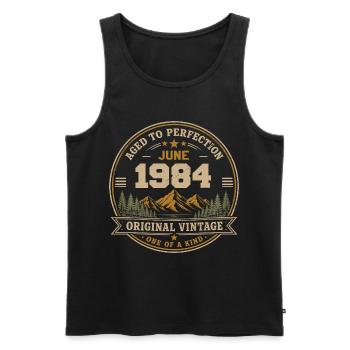 Vintage June 1984 - Original Perfection June 1984 - Men's Premium Organic Tank Top - black - Front - Michal (187cm)