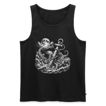 Oktopus Anker Vintage Meer Mond Maritime Nautisch - Männer Premium Bio Tank Top - Schwarz - Vorne - AI Model Male 178 light (178cm)