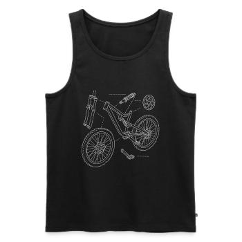 Dessin DH-Bike Exploded : Croquis de la technique VTT - Débardeur bio Premium Homme - noir - Devant - AI Model Male 178 light (178cm)