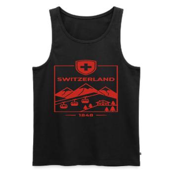 Switzerland Alps Mountains Hiking - Men's Premium Organic Tank Top - black - Front - AI Model Male 178 light (178cm)