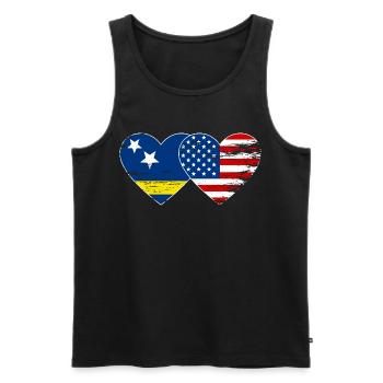 Cœur du drapeau des États-Unis de Curaçao utilisé - Débardeur bio Premium Homme - noir - Devant - Michal (187cm)