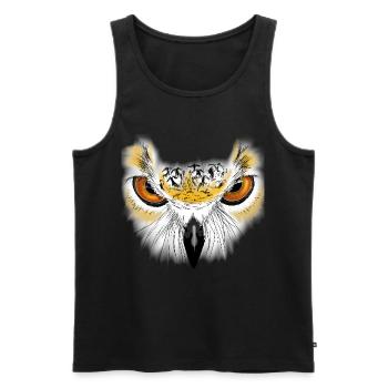 Eulenblick Goldaugen - Männer Premium Bio Tank Top - Schwarz - Vorne - AI Model Male 178 light (178cm)