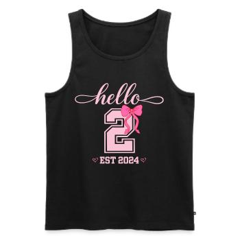 Hello 2 Est 2024 Pink Bow Design - Men's Premium Organic Tank Top - black - Front - AI Model Male 178 light (178cm)