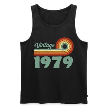 Vintage 1979 Retro Mountain Jubiläum 1979 - Männer Premium Bio Tank Top - Schwarz - Vorne - Michal (187cm)